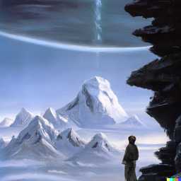 someone gazing at Mount Everest, painting by Bruce Pennington generated by DALL·E 2